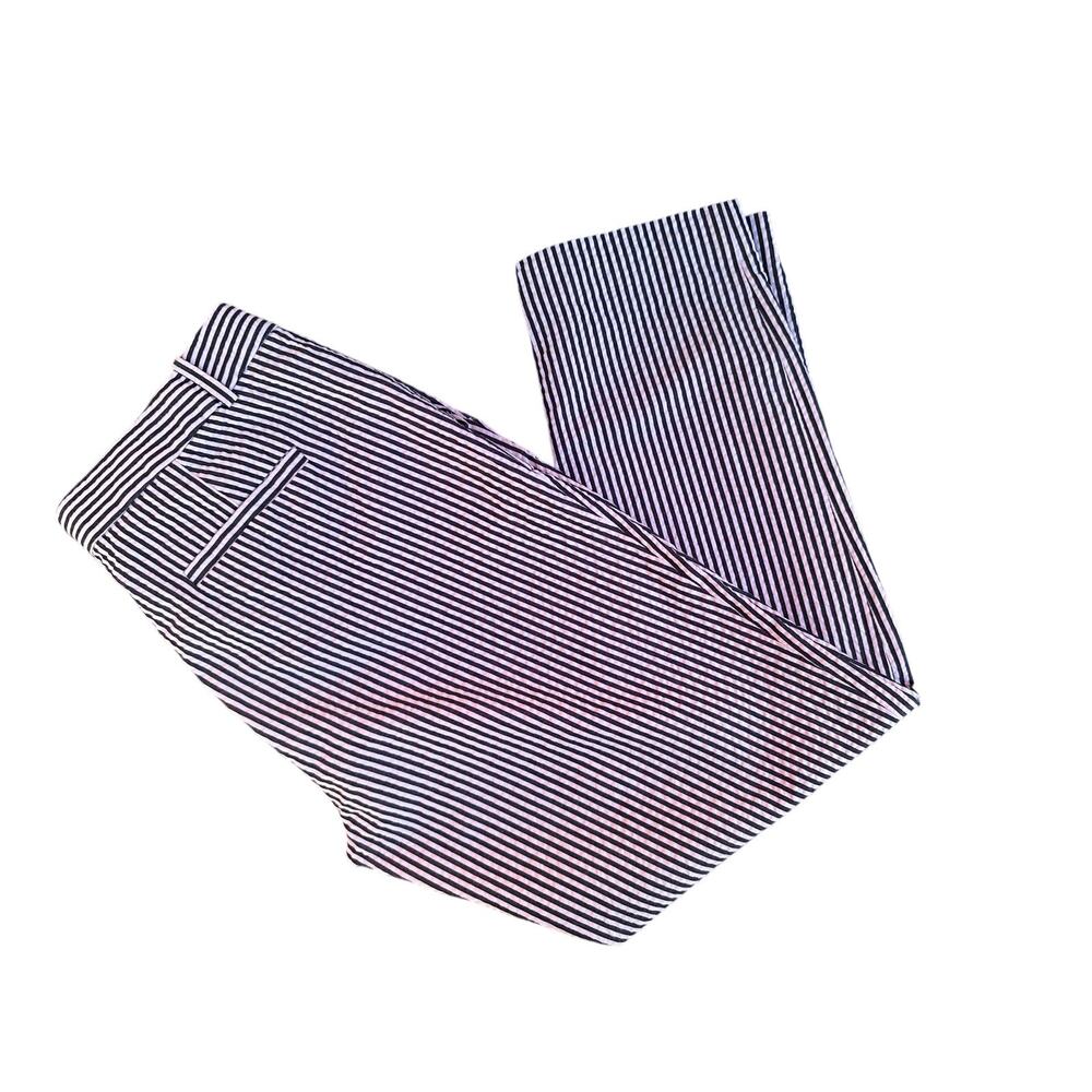 J.Crew Cafe Capri Pants Womens 2 Striped 100% Cotton Cropped Preppy
